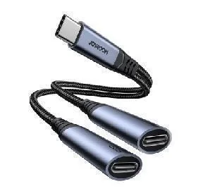 محول صوت وشحن Joyroom SY-C03 USB-C مزدوج أسود