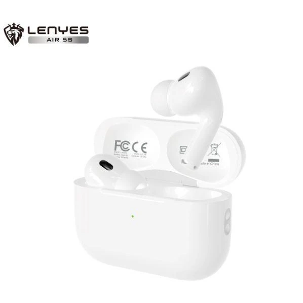 سماعات أذن لاسلكية LENYES Air 5S Bluetooth 5.4 باللون الأبيض