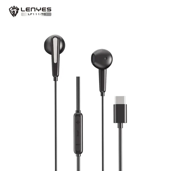 سماعات أذن سلكية LENYES LF111-TC مع موصل Type-C باللون الأسود