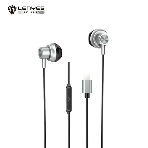 سماعات أذن سلكية LENYES LF112-TC مع موصل Type-C باللون الأسود