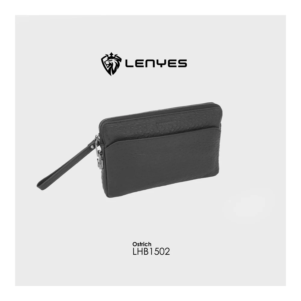 حقيبة جلد طبيعي LENYES LHB1502 بنقشة نعام وقفل رقمي