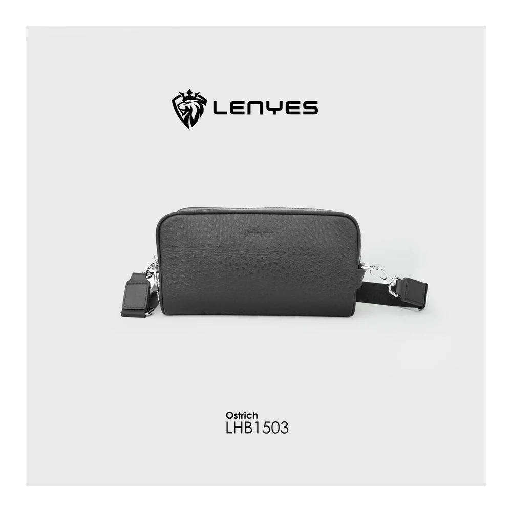 حقيبة جلد طبيعي LENYES LHB1503 بنقشة نعام وقفل رقمي