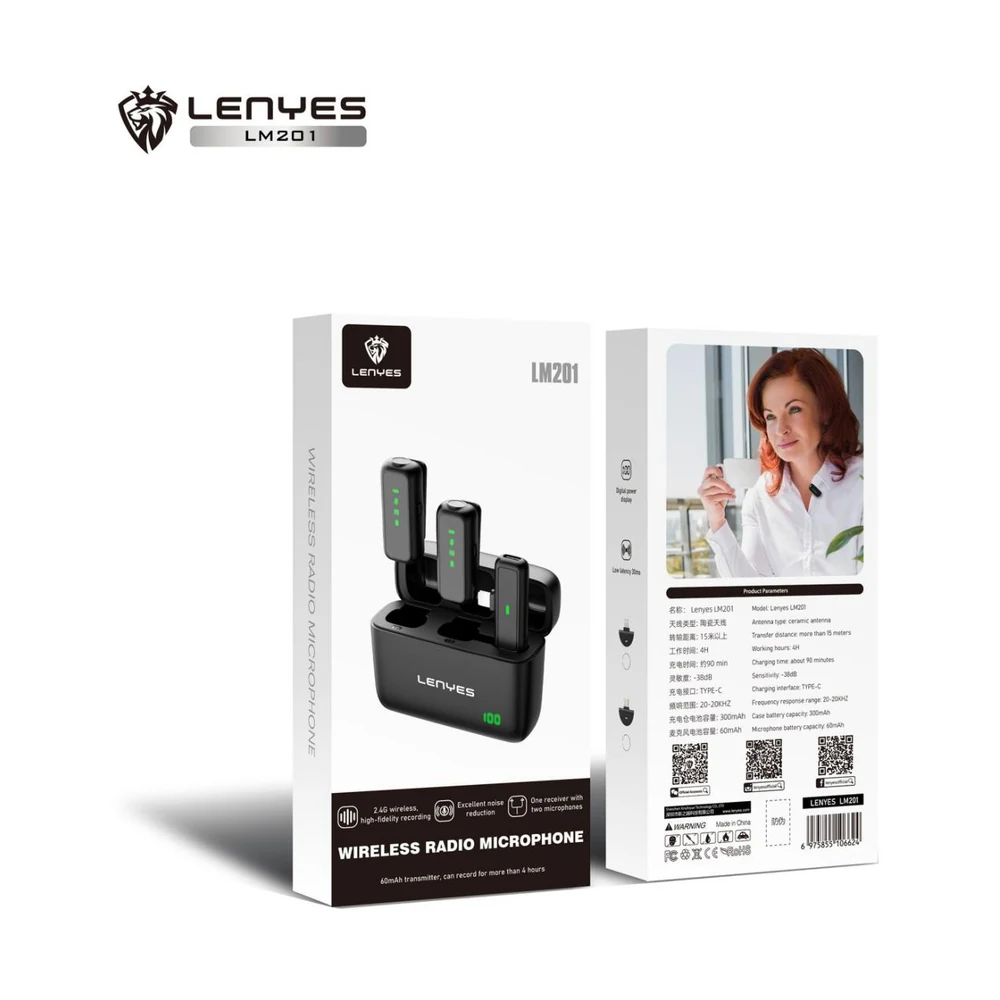 مايكروفون لاسلكي LENYES LM201 بمدى أكثر من 15 مترًا
