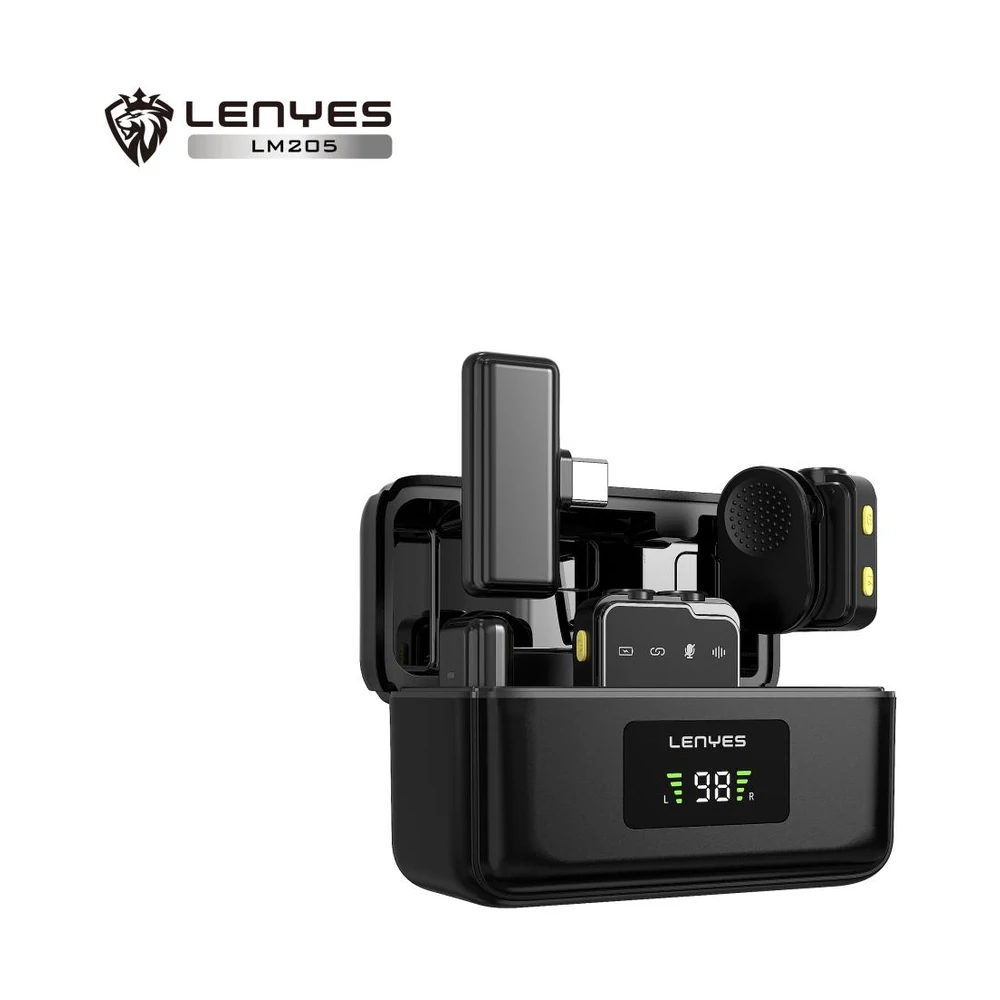 مايكروفون لافالير لاسلكي LENYES LM205 بنظام إرسال مزدوج