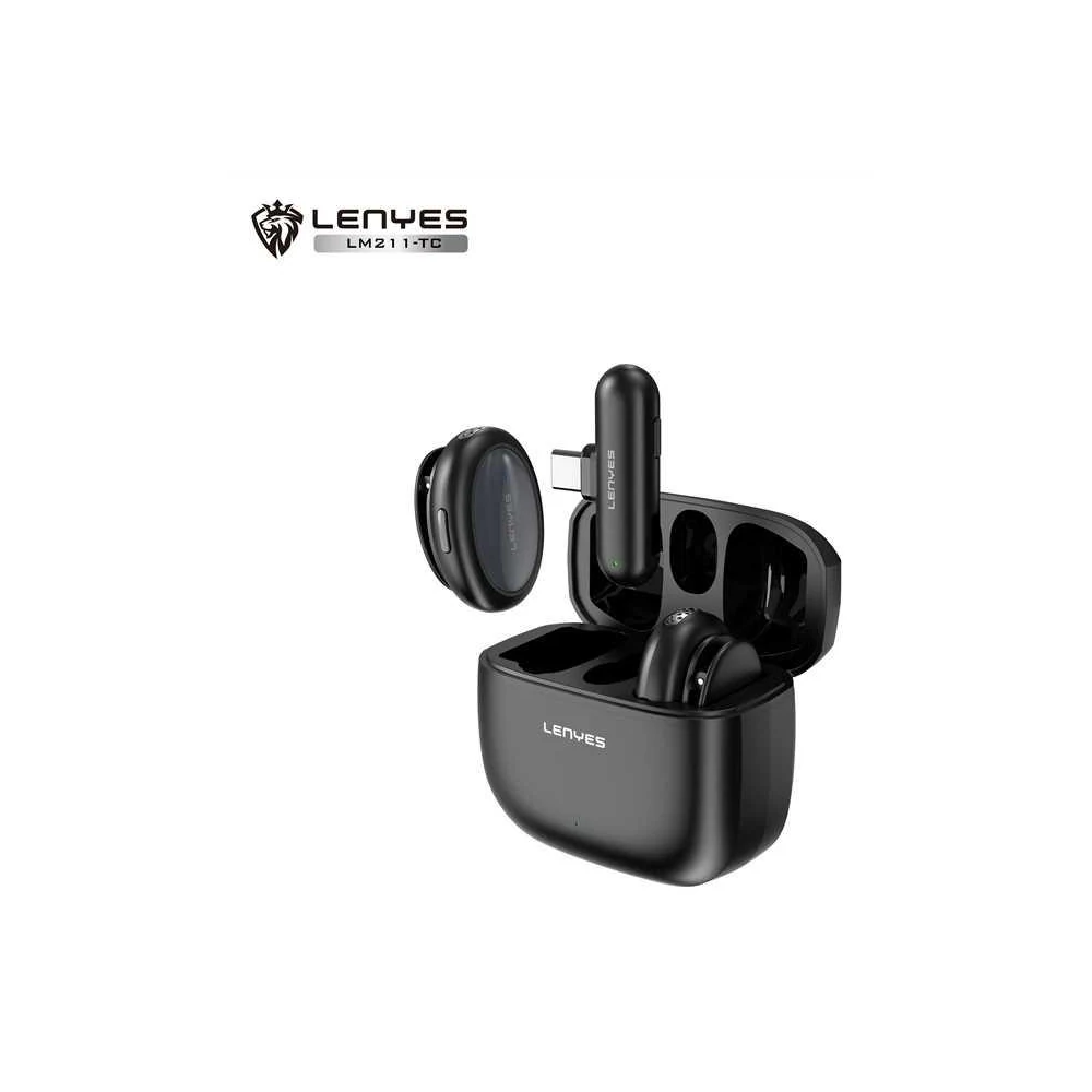 مايكروفون لافالير لاسلكي LENYES LM211-TC مع عزل ضوضاء AI