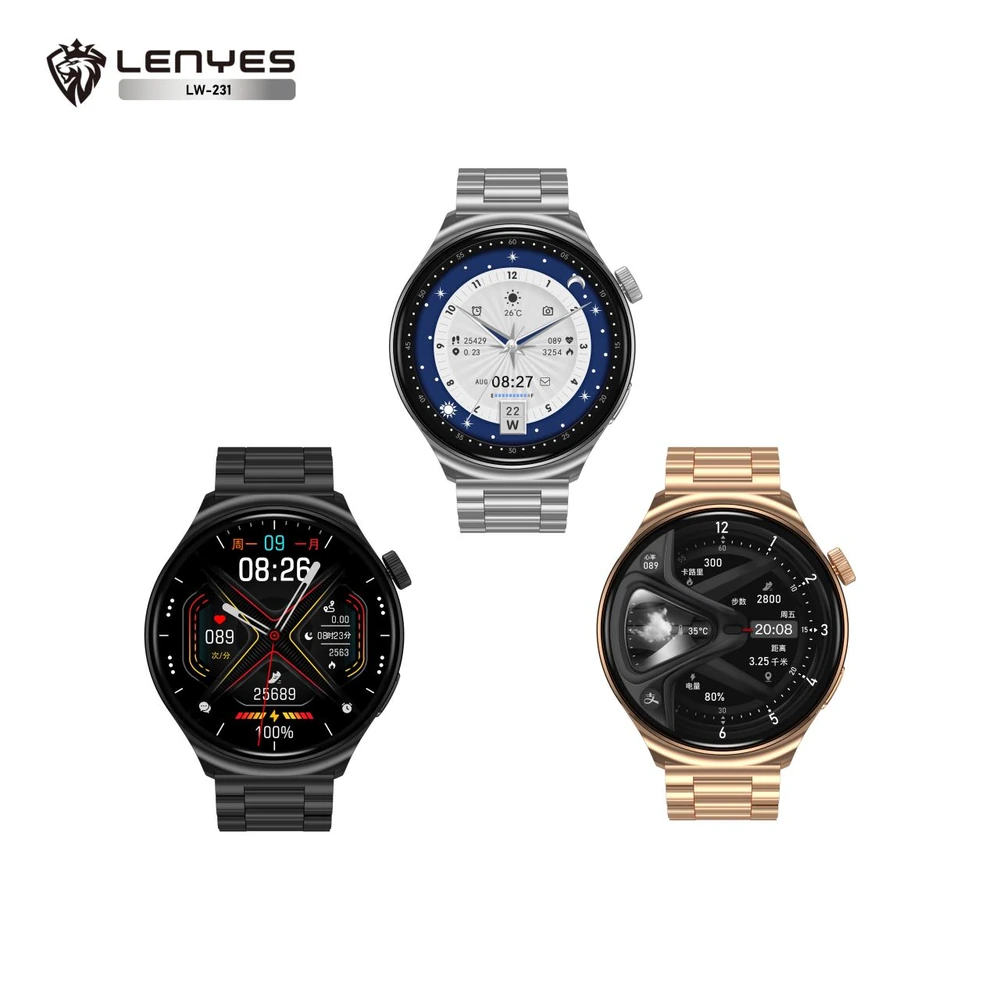 ساعة ذكية LENYES LW-231 شاشة 1.52 بوصة Bluetooth 5.1 وشحن لاسلكي