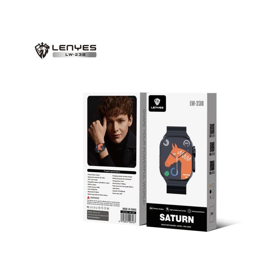 ساعة ذكية LENYES LW-238 شاشة 2.03 بوصة وBluetooth 5.0