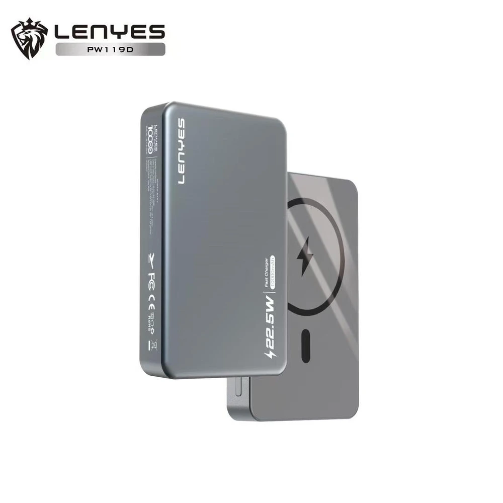 باور بانك LENYES PW119D سعة 10000mAh مع شحن لاسلكي 15W