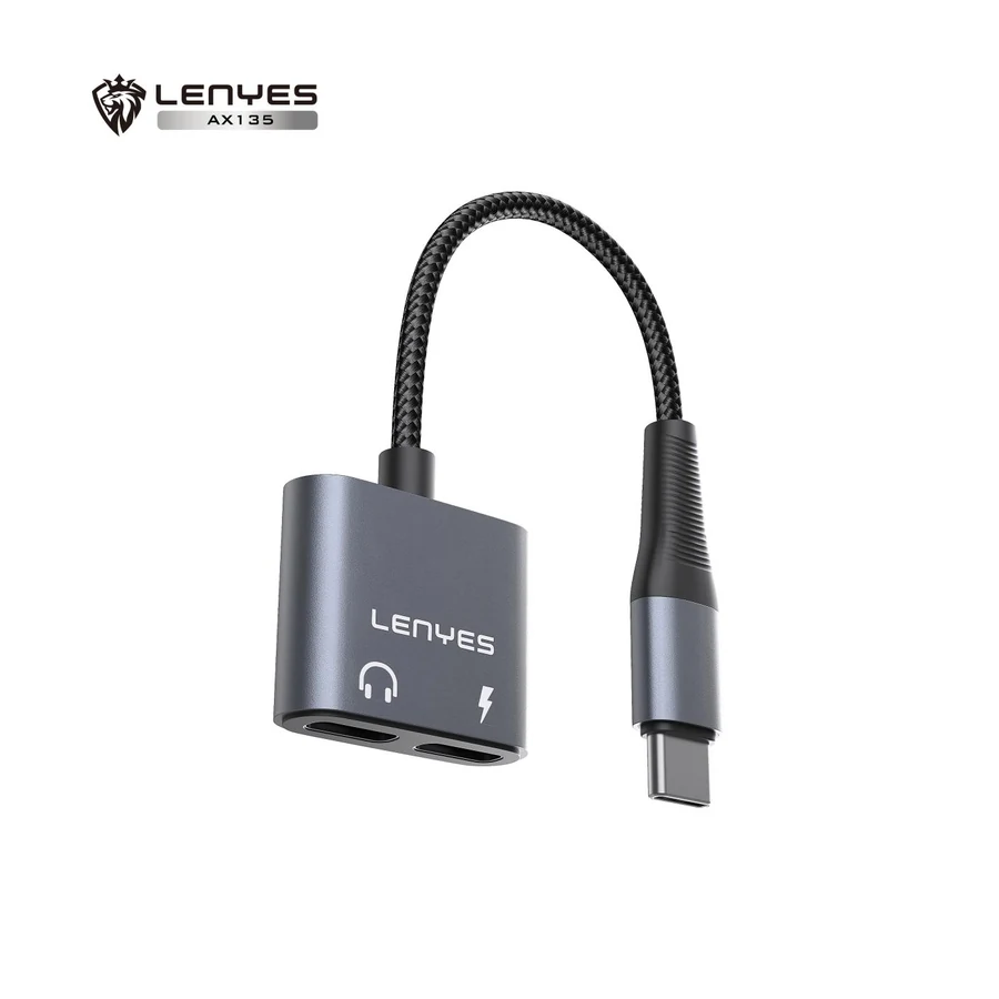 محول LENYES AX135 للشحن والاستماع عبر USB-C