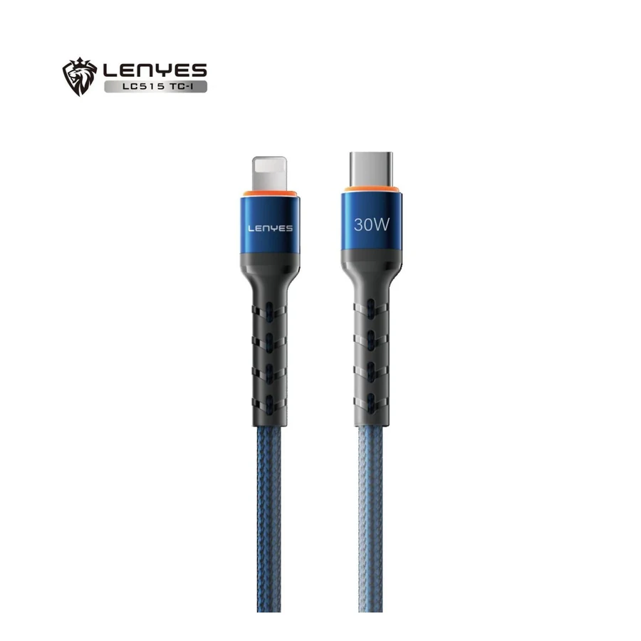 كابل LENYES LC515TC-I بطول 1.1 متر وقدرة 30W باللون الأزرق