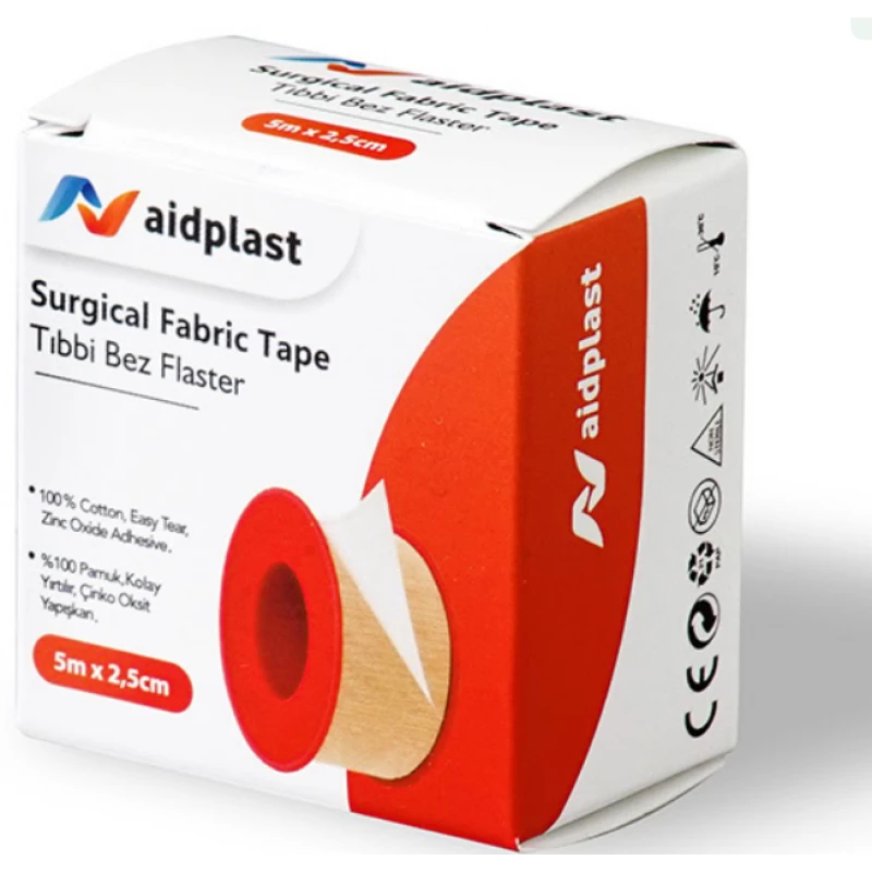 شريط جروح قطني Aidplast مقاس 5 متر × 2.5 سم – لفة واحدة