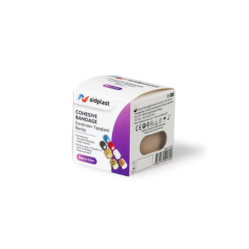 ضمادة ذاتية الالتصاق Aidplast مقاس 5 سم × 4.5 متر لدعم الأنسجة الرخوة