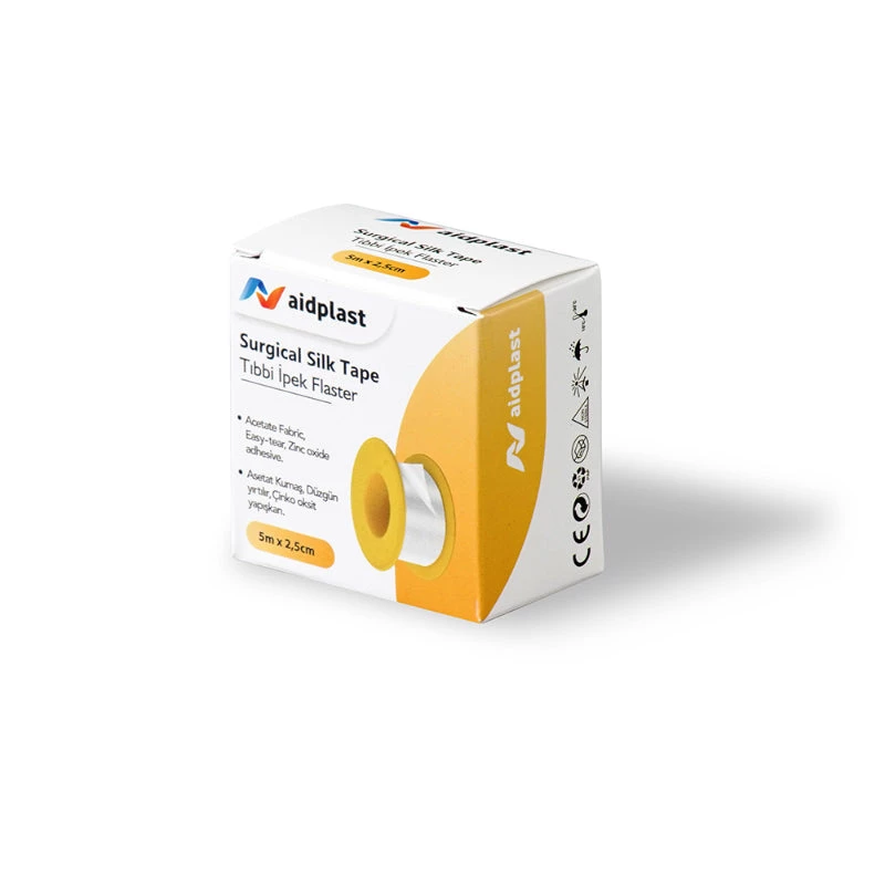 شريط حريري طبي Aidplast مقاس 5 متر × 2.5 سم للعناية بالجروح