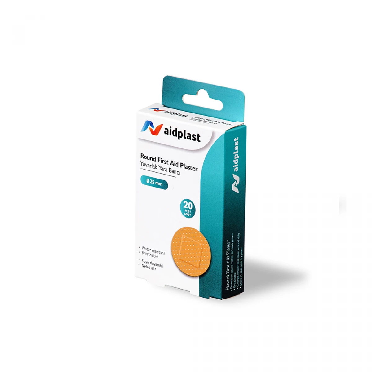 لاصقات دائرية Aidplast للإسعافات الأولية قطر 25 ملم – 20 قطعة