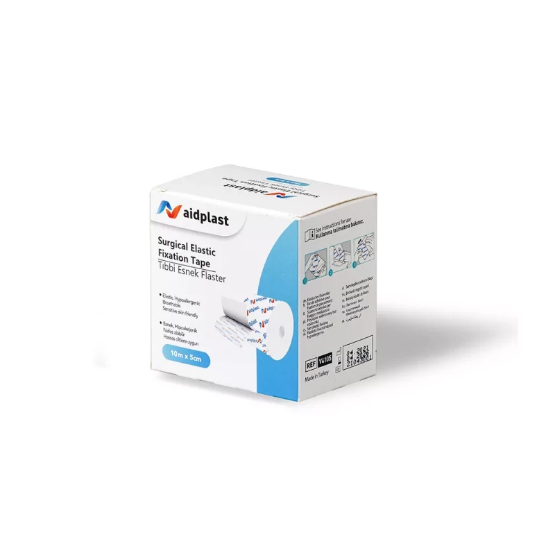 شريط تثبيت لاصق مرن Aidplast مقاس 10 متر × 5 سم – مسامي وسهل القص