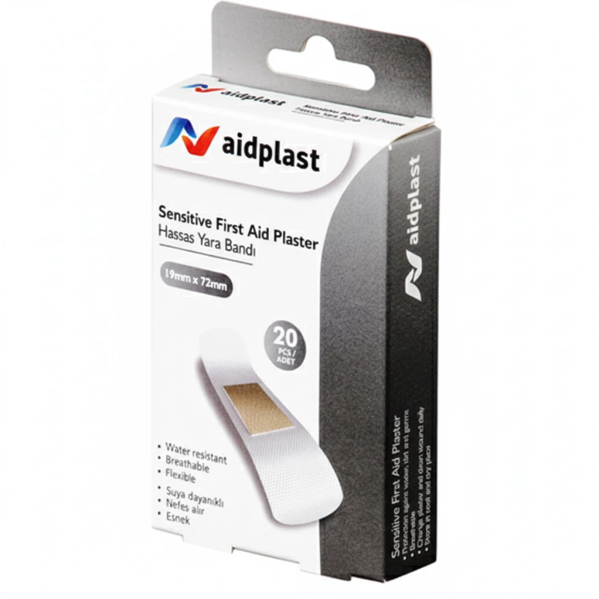 لاصقات Aidplast Sensitive للبشرة الحساسة مقاس 19 × 72 ملم – 20 قطعة