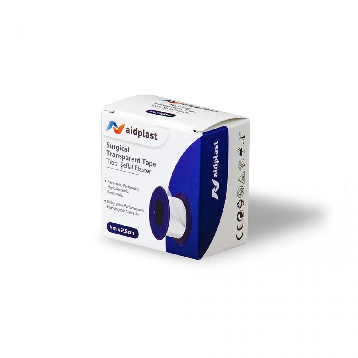 شريط جراحي شفاف Aidplast مقاس 5 متر × 2.5 سم للعناية بالجروح