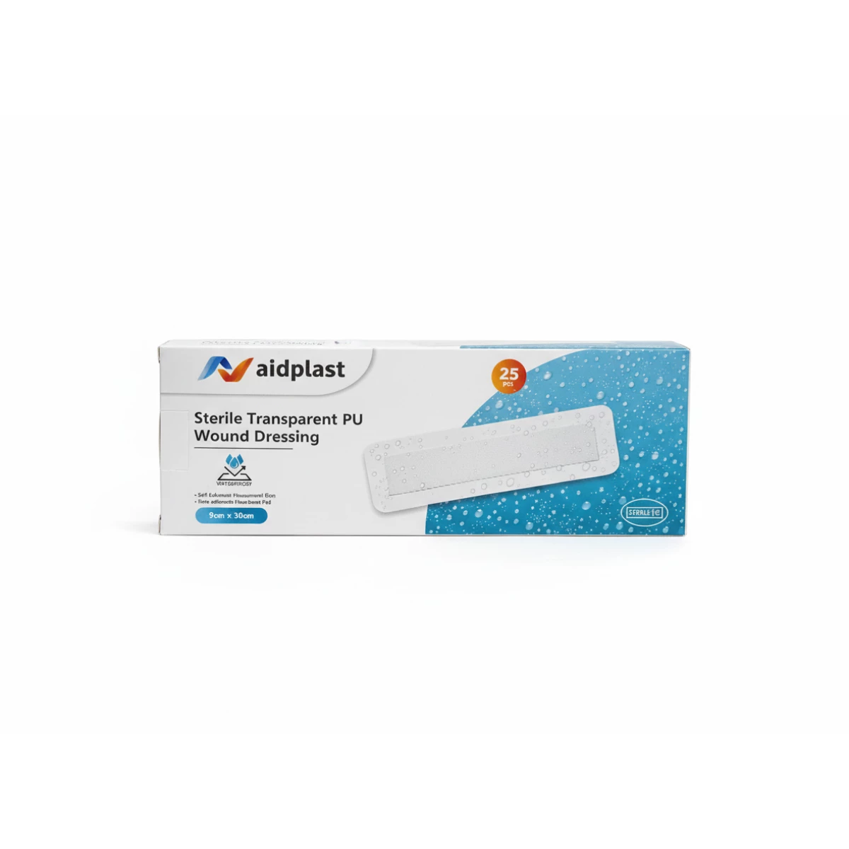 ضماد جروح شفاف PU معقم Aidplast مقاوم للماء مقاس 9 × 30 سم – 25 قطعة