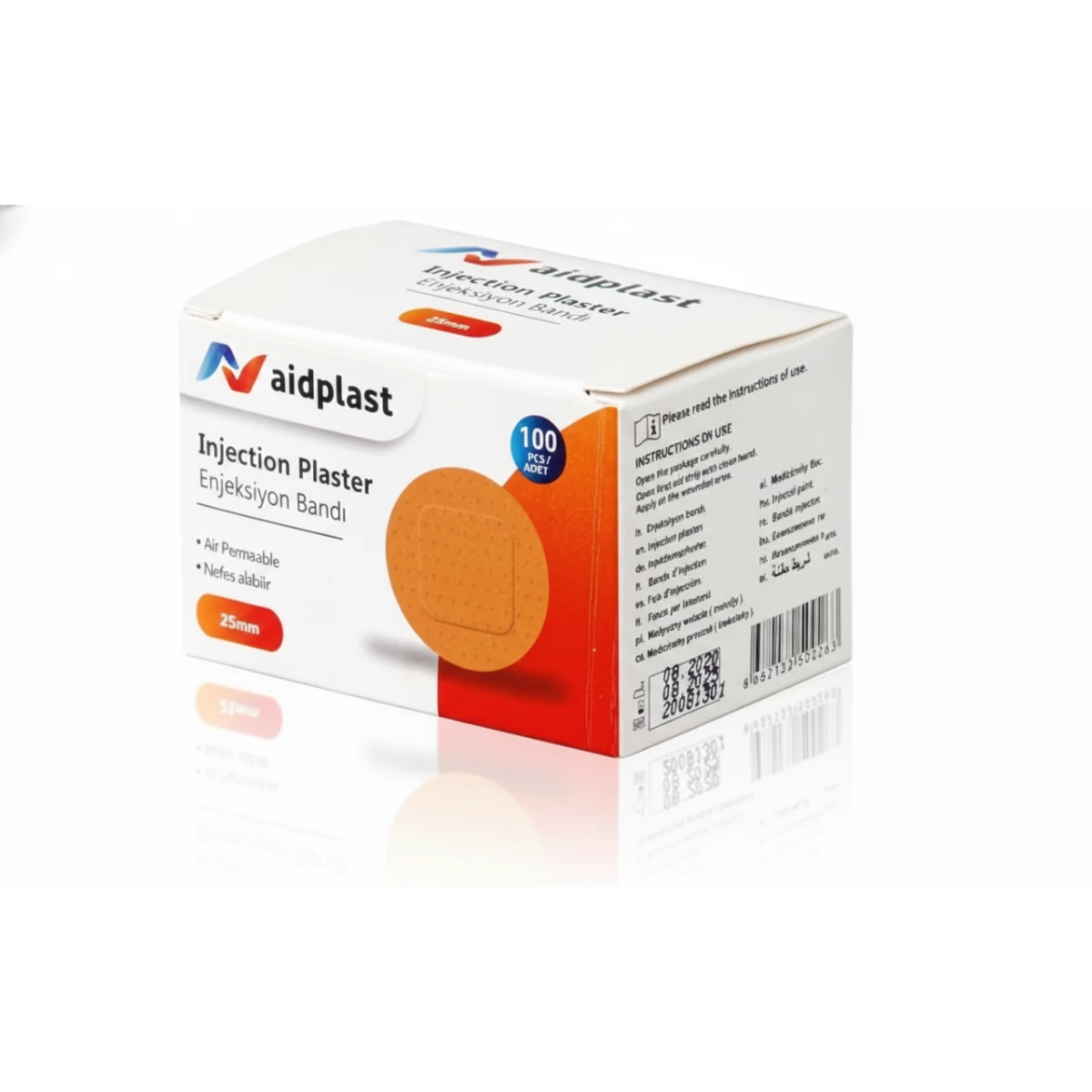 لاصقات Aidplast لموضع الحقن قطر 25 ملم – عبوة 100 قطعة