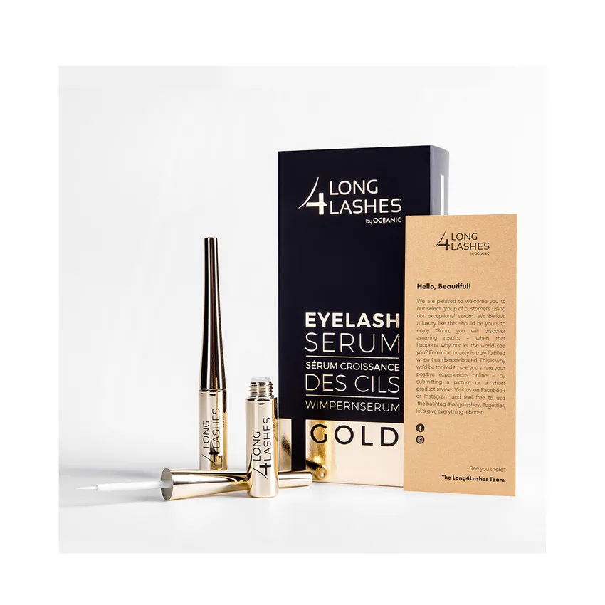 رموش تجميلية لونغ فور لاشيز LONG 4 LASHES – مصل رموش طويل 4 رموش ذهبي 4 مل