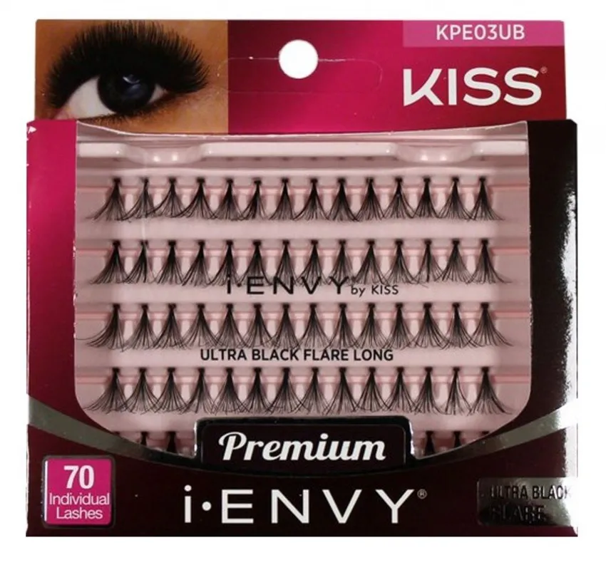 رموش تجميلية رموش كيس Kiss لوكس أسود طويل بشعر بشري