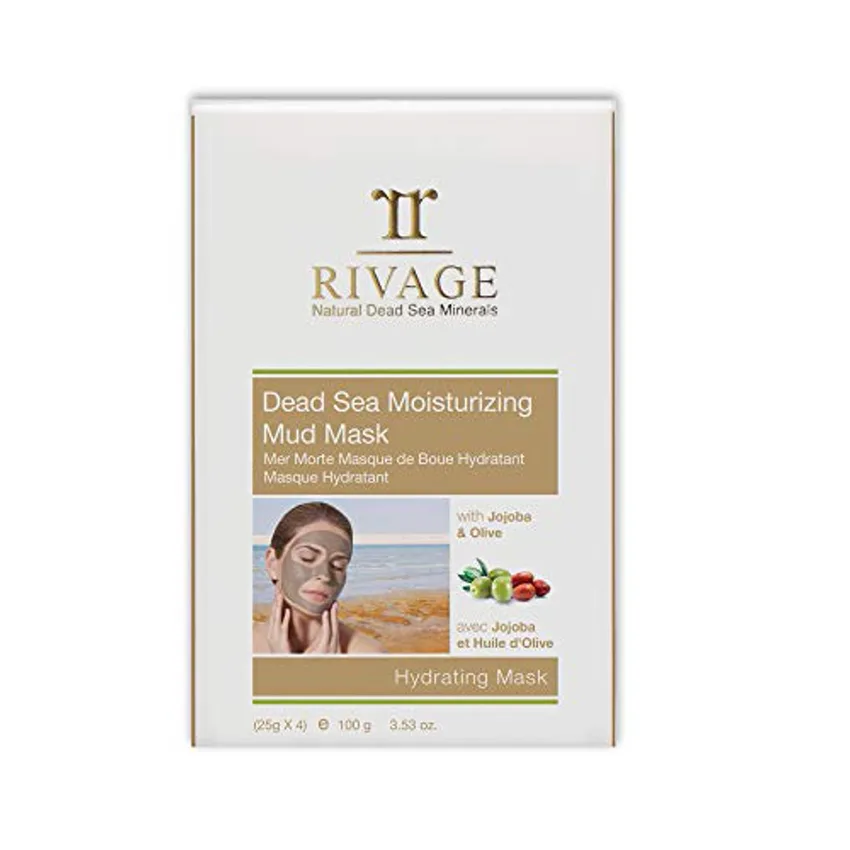 ماسك وجه ريفاج Rivage قناع طين البحر الميت لتجديد البشرة 25 جم × 4 مع فول الصويا والبازلاء
