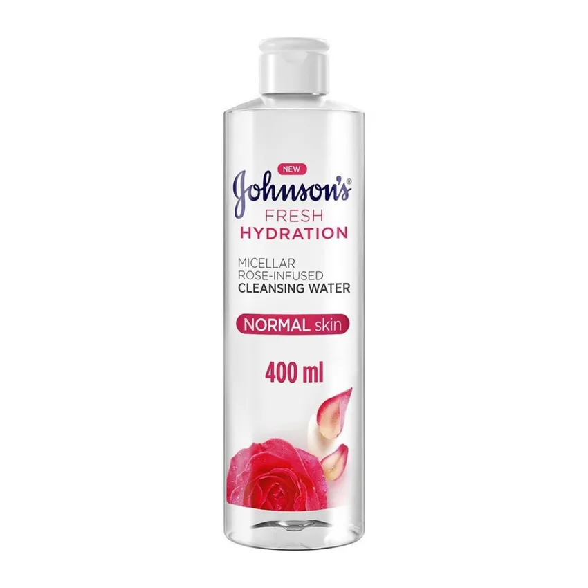 مزيل مكياج ماء ميسيلار المنعش للترطيب المنعش من جونسون Johnson’s ، ماء منظف محمل بالورد 400 مل