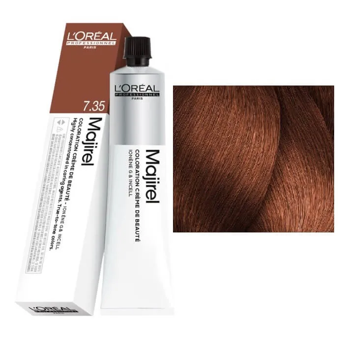 لوريال باريس L'Oréal Paris – صبغة شعر ماجريل من لوريال 7/35 أشقر ذهبي ماهوجني 50 مل مع الأكسجين