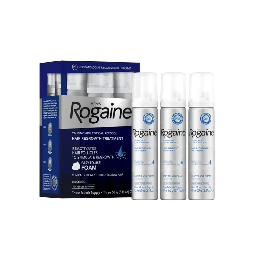 علاج فروة الرأس روجين Rogaine للرجال 5 مينوكسيديل رغوة موضعية تكفي لمدة 3 أشهر – 3 زجاجات