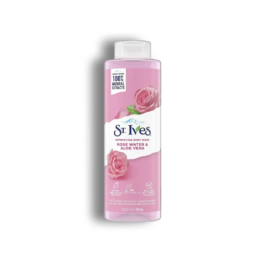 غسول الجسم المنعش بماء الورد والصبار من شور جل سانت آيفز St. Ives، 650 مل