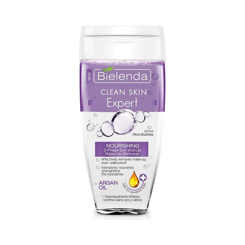 بيليندا Bielenda – مزيل مكياج للعيون والشفاه كلين سكين إكسبرت - مزيل مكياج العيون والشفاه المغذي على مرحلتين - مزيل مكياج العيون والشفاه المغذي من