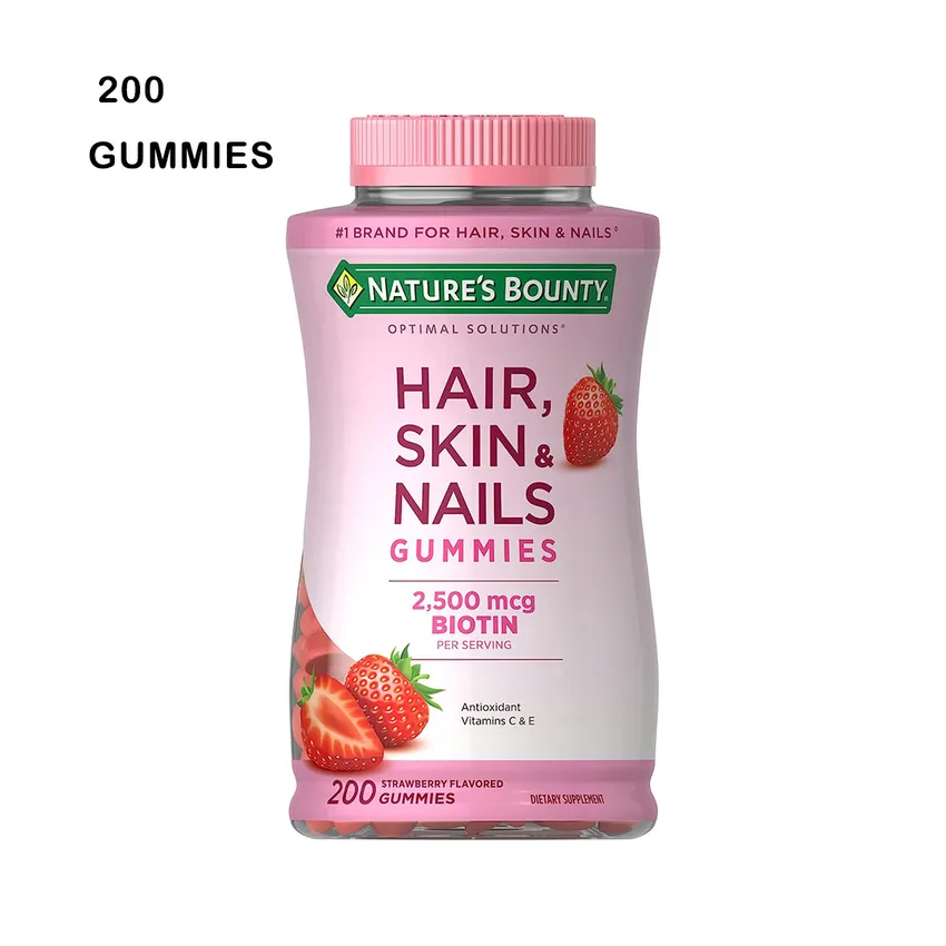 جل أظافر ناتشرز باونتي NATURES BOUNTY – علكات Nature's Bounty Optimal Solutions للشعر والبشرة والأظافر مع البيوتين، 25000 ميكروجرام، بنكهة الفراولة