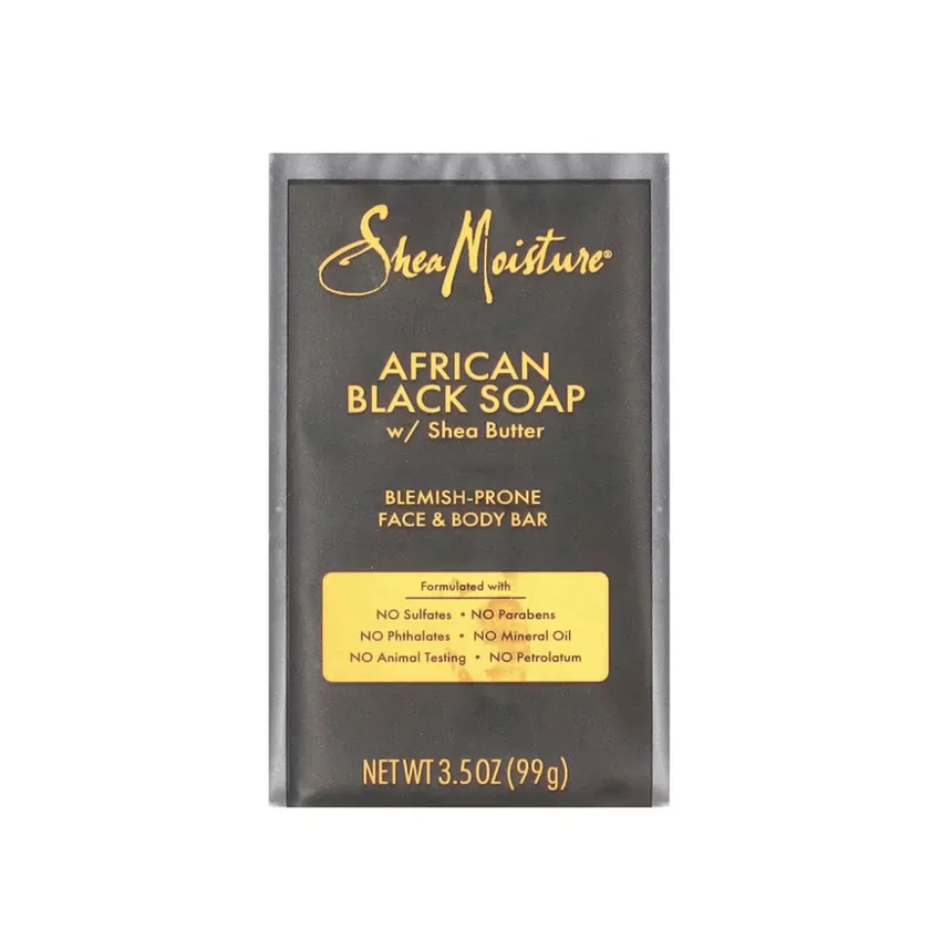 لوشن مرطب للبشرة قالب صابون أسود أفريقي من شيا مويستشر SHEA MOISTURE مع زبدة الشيا للوجه والجسم المعرضين للعيوب، 3.5 أونصة (99 جم)