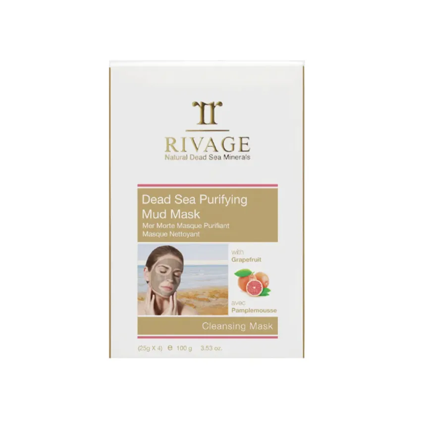 ماسك طين للوجه ريفاج Rivage البحر الميت قناع الطين المقشر بالجريب فروت 25 جم × 4