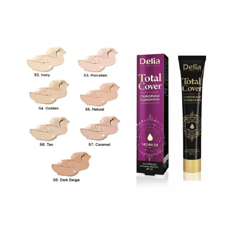 واقي شمس ديليا Delia كريم أساس مموه بتغطية كاملة بزيت الأرغان + عامل حماية من الشمس SPF20
