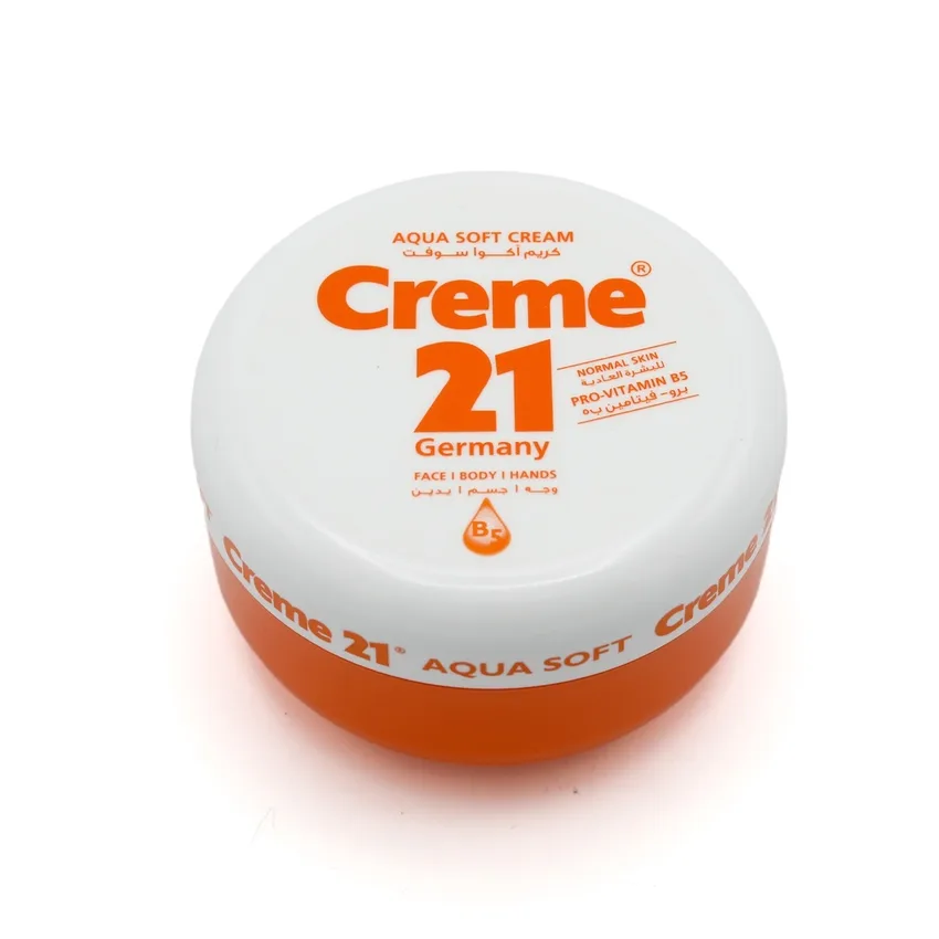 كريم 21 Creme 21 (ألمانيا) كريم أكوا سوفت مع فيتامين ب5 – الوجه | الجسم | الأيدي 150مل