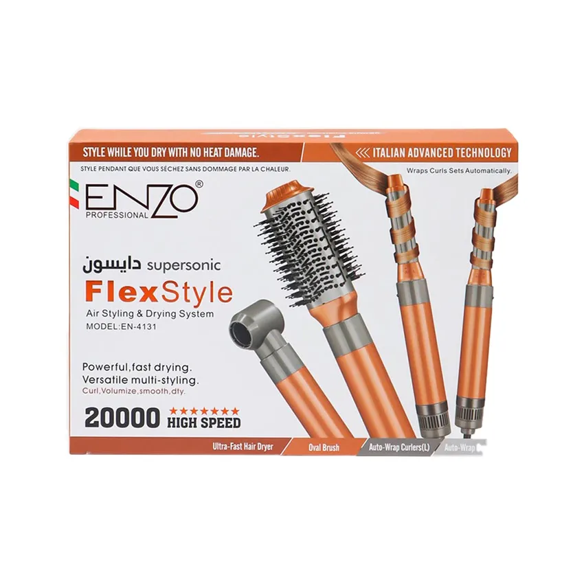 مكواة تصفيف شعر إنزو ENZO – مجفف الشعر ومكواة تجعيد الشعر 4 في 1 من Flex Style Dayson