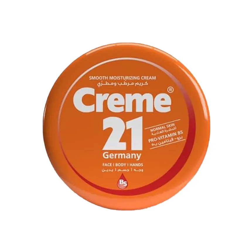 كريم 21 Creme 21 – كريم مرطب ناعم – للبشرة العادية – مع بروفيتامين B5 للوجه والجسم واليدين 150مل