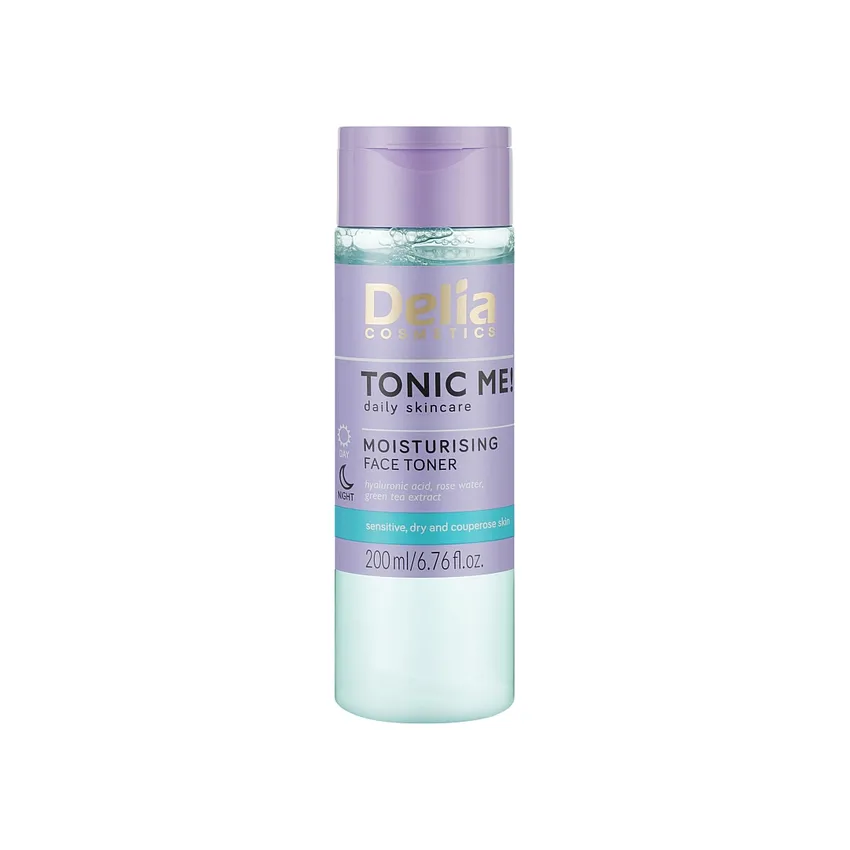 تونر وجه ديليا كوزمتيكس Delia Cosmetics – تونر TONIC ME – ترطيب وتهدئة للبشرة الحساسة والجافة والمعرّضة للاحمرار (الكوبيروز) تونر مرطب لطيف 200 مل