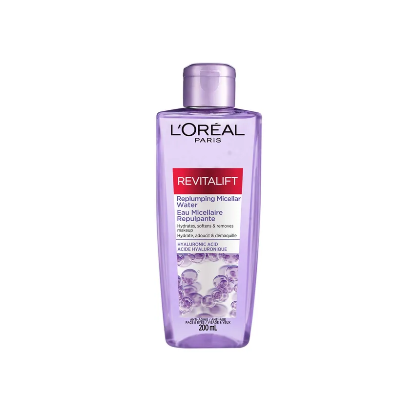 غسول وجه لوريال باريس L'Oréal Paris ريفيتاليفت ريبلامبينج غسول ومنظف ومزيل مكياج بماء ميسيلار مع حمض الهيالورونيك، 200 مل