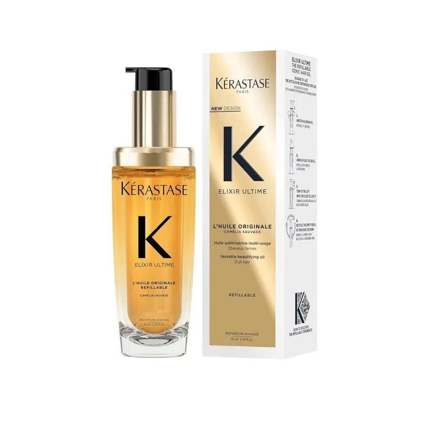 زيت شعر زيت كيراستاس Kerastase إليكسير ألتيم الأصلي القابل لإعادة التعبئة، 75 مل