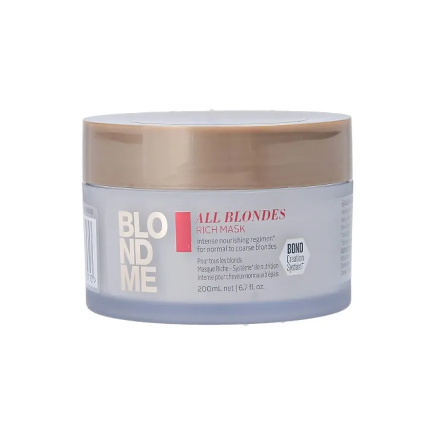 شوارزكوف Schwarzkopf – ماسك شعر – قناع BLONDME الغني لجميع أنواع الشعر الأشقر - علاج عميق لترطيب الشعر واستعادة الروابط - ينعم ويغذي الشعر العادي إلى