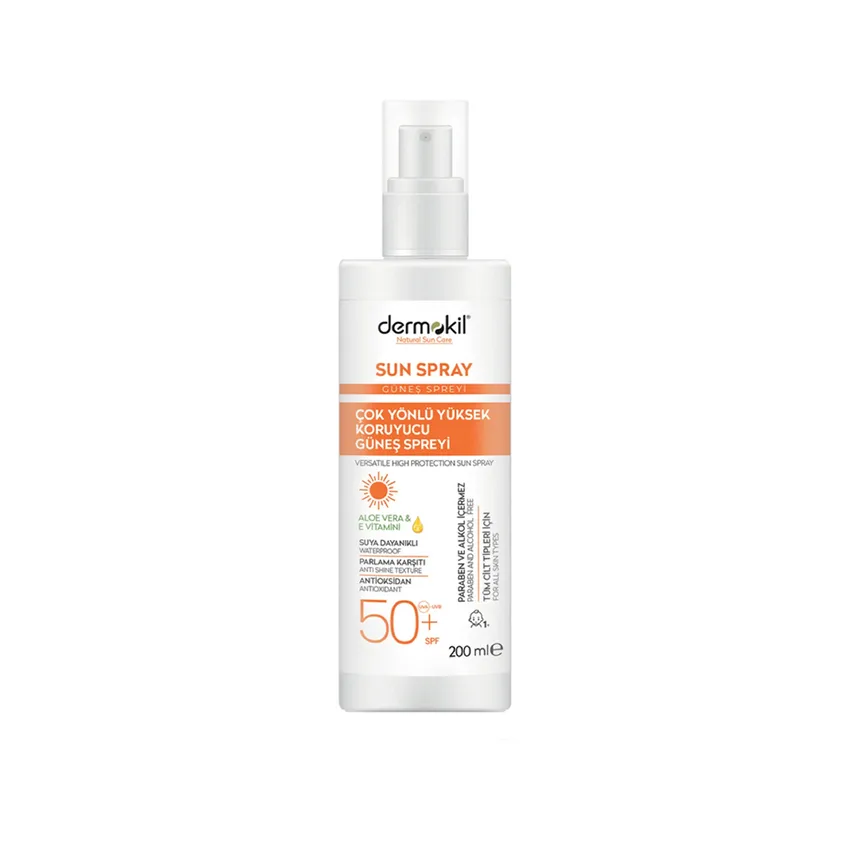 واقي شمس 200مل ,SPF 50 ديرموكيل dermokil بخاخ الشمس متعدد الاستخدامات للحماية العالية