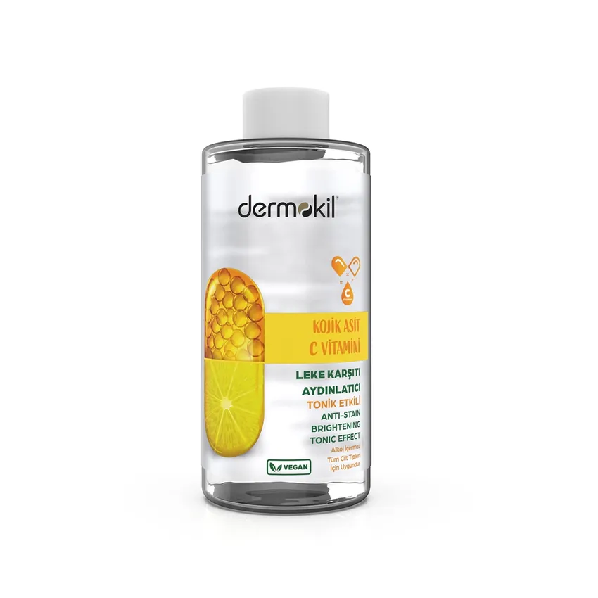 تونر وجه تونر مضاد للبقع ومفتح للبشرة من ديرموكيل dermokil – تأثير التونيك – بحمض الكوجيك وفيتامين C – 200 مل