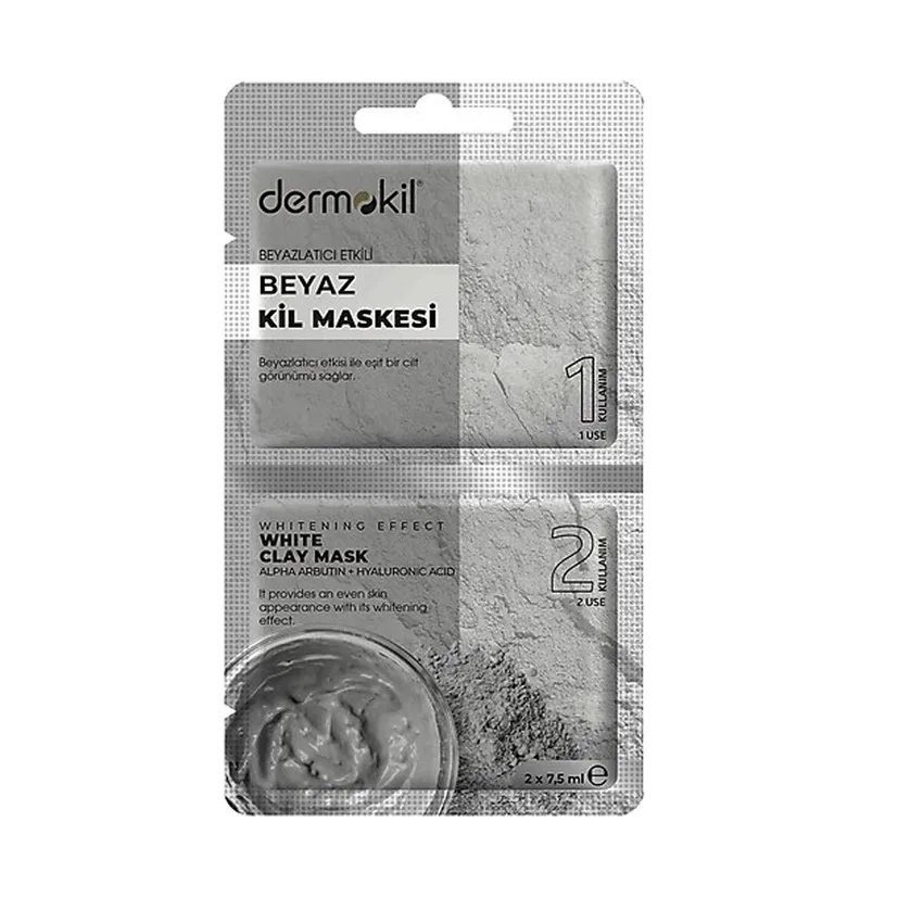 ماسك طين للوجه قناع ديرموكيل dermokil بالطين الأبيض – 2 × 7.5 مل