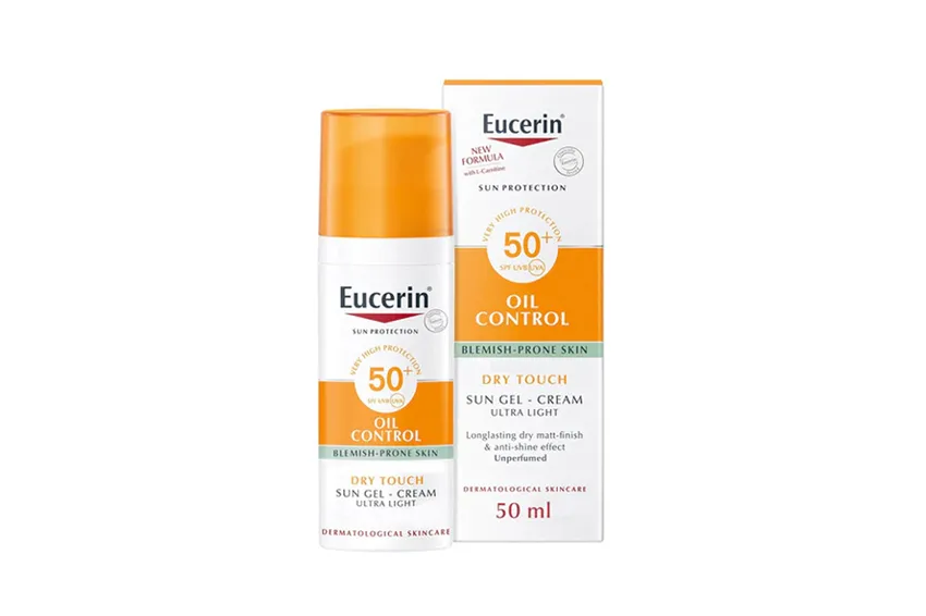 يوسرين Eucerin – : يوسيرين واقي شمس للتحكم بالدهون – لمسة جافة 50+ بمعامل حماية SPF 50 مل