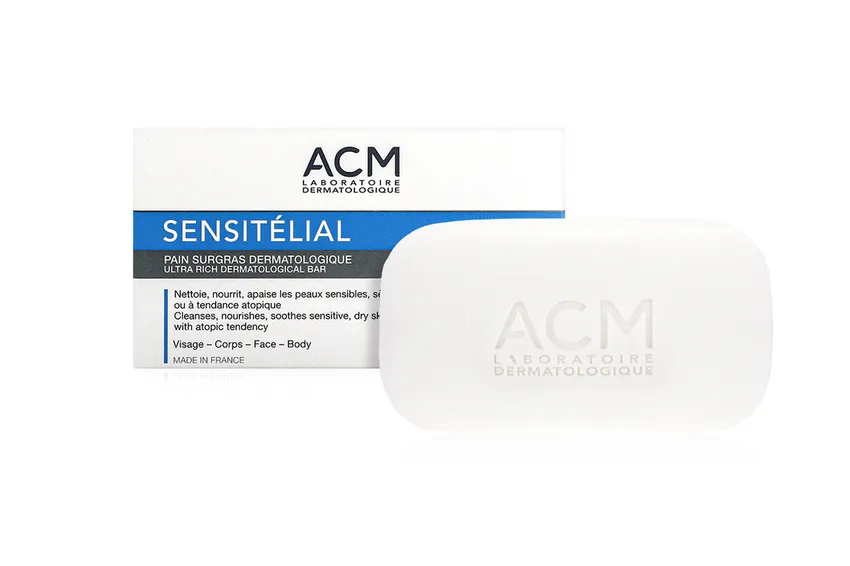 قالب تنظيف البشرة إيه سي إم Acm – ايه سي ام سينسيتيليال صابون سورغراس طبي – 100 غرام
