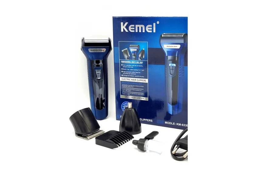 كيمي Kemei KM 6330 – ماكينة حلاقة وتشذيب 3 في 1 للرجال