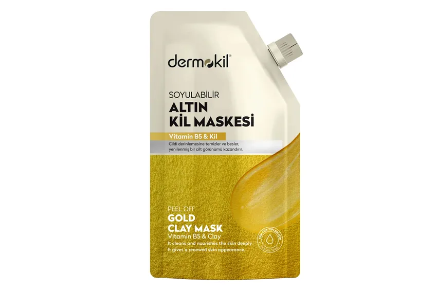 ماسك وجه قناع ديرموكيل dermokil الذهبي الطيني القابل للتقشير