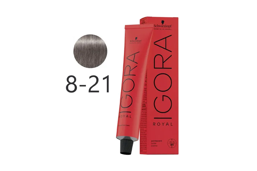أوكسجين صبغة شعر شوارزكوف Schwarzkopf – صبغة شعر شوارتزكوف IGORA Royal 8/21 – أشقر فاتح رمادي (آش سيندريه)